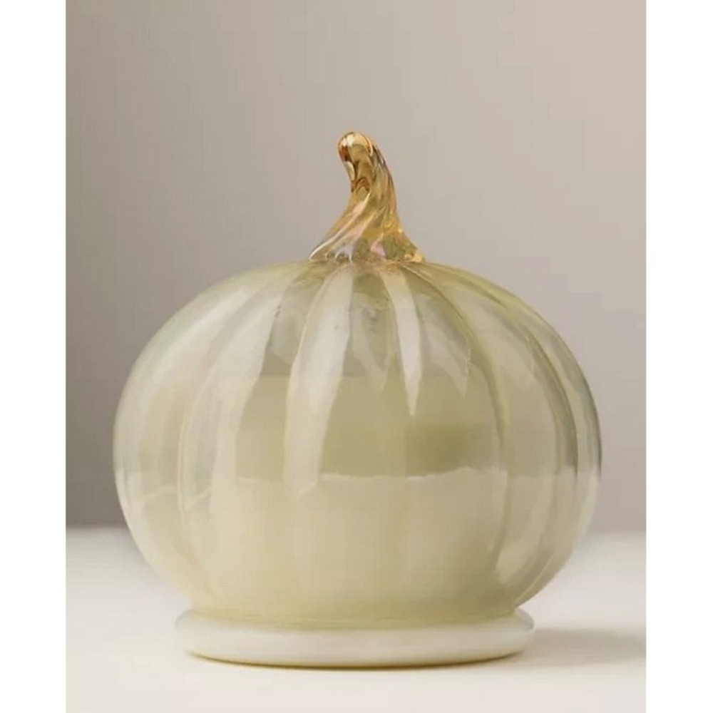 Anthropologie Cloche Glass Candle Jar Malted Pumpkin Rum Woodsy Scent Great Gift - Picture 2 of 6